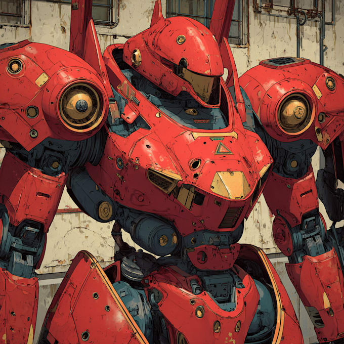 do anime style mecha robot illustrations
