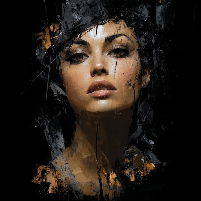 paint digital realistic or abstract dark art portraits
