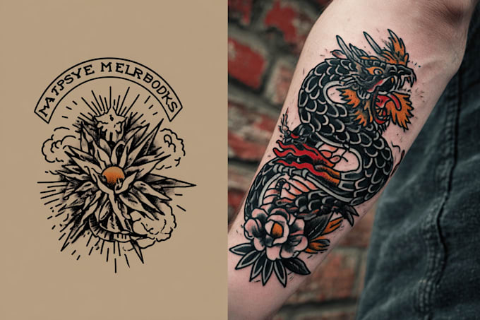 make old school or traditional style tattoo logo design