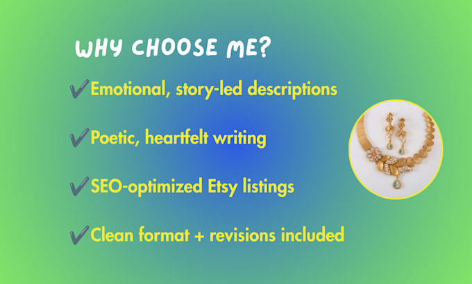 write emotional etsy jewelry descriptions with SEO keywords