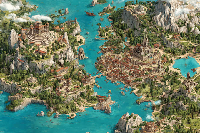create custom fantasy map illustration