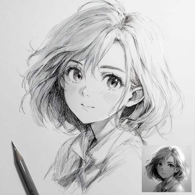 draw you anime couple art portrait