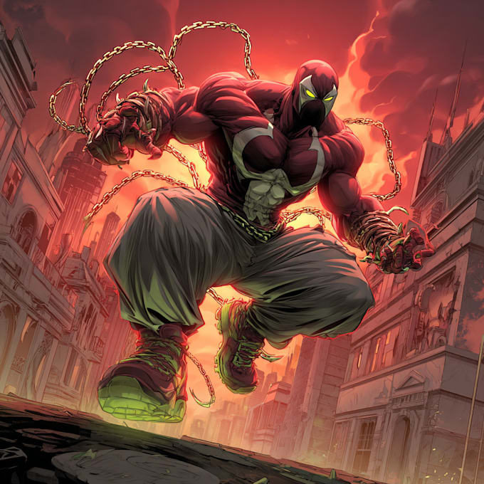 do a superhero comic art book cover comic art, character illustration