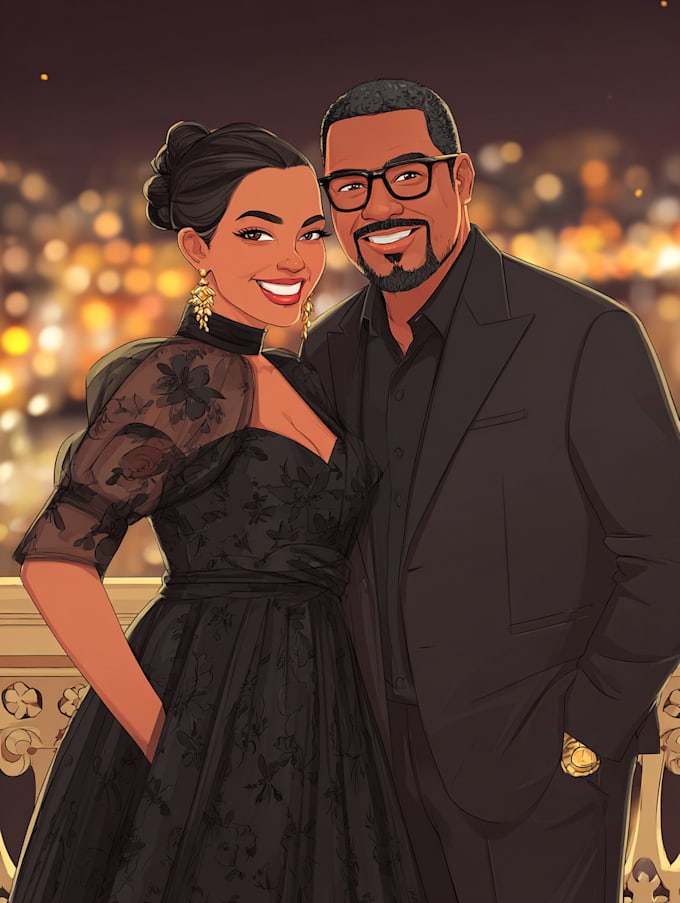 draw custom couple portrait