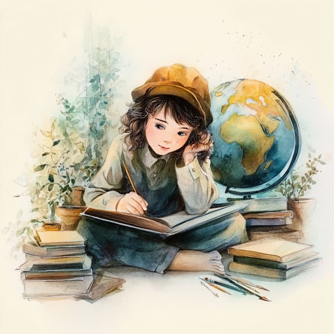 draw digital watercolor children book illustration