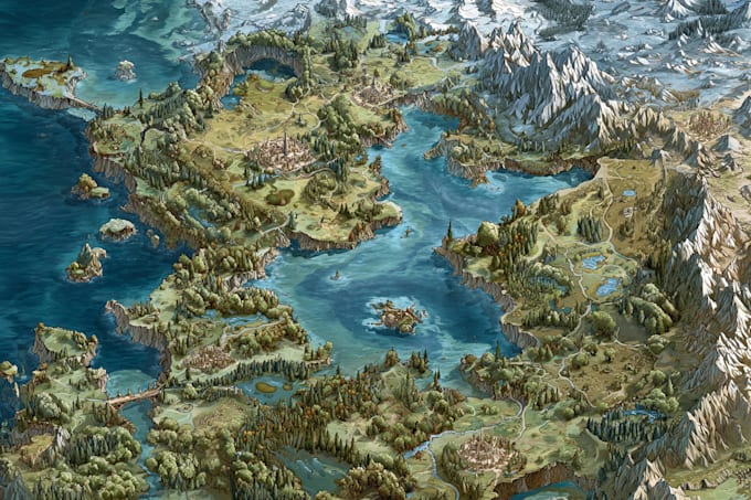 make fantasy map illustration for dnd, novels and games
