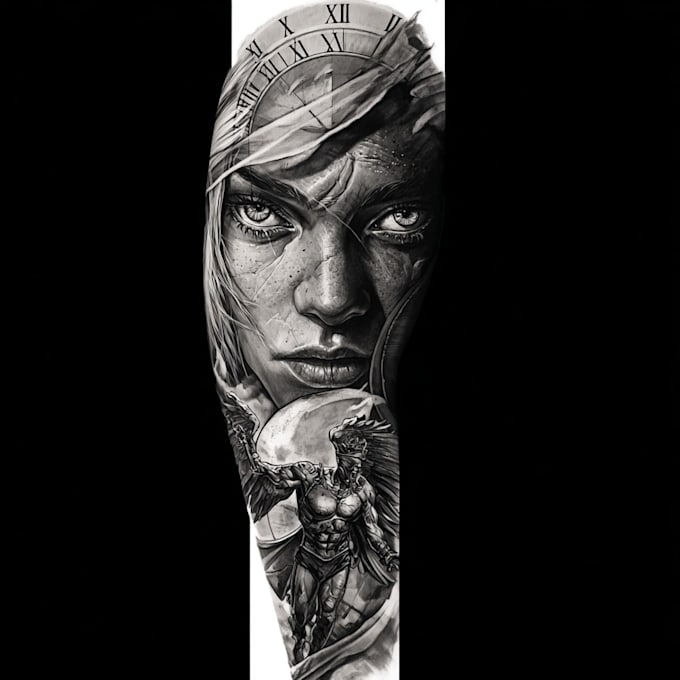 create sleeve tattoo design in realistic style