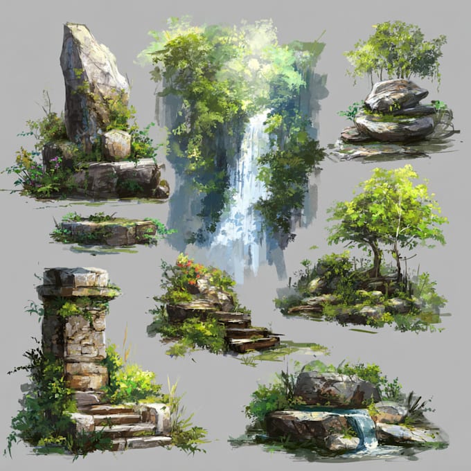 make a mystical horror environment concept art or illustration