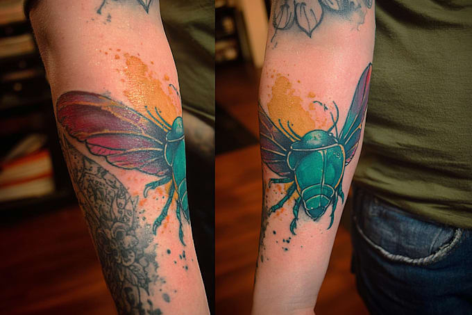 draw watercolor tattoo design