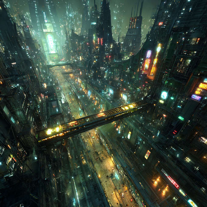 Design concept art of a science fiction city and cyberpunk art by ...