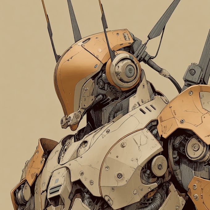 draw amazing character mecha robot illustration