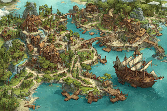 draw your map illustration vector art map fantasy map
