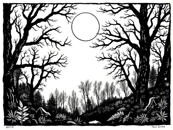 create artistic linocut illustration with fast delivery
