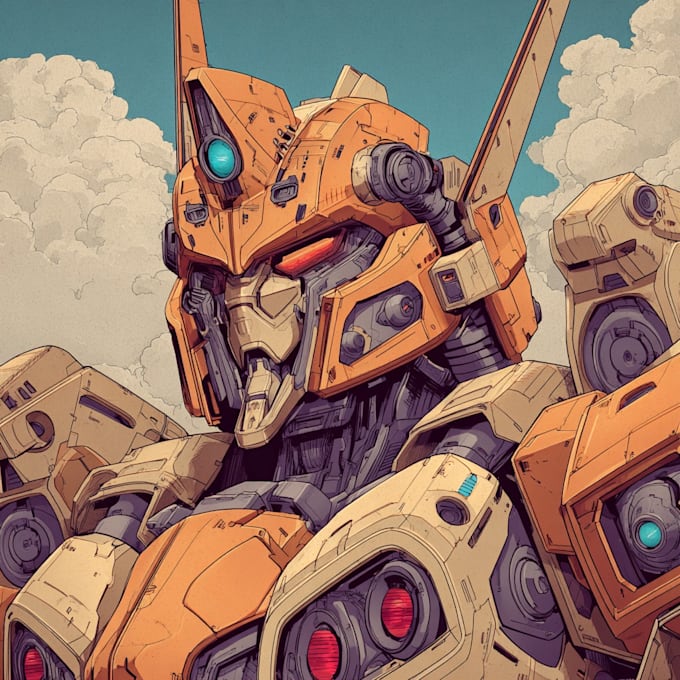 Draw custom mecha or robotic illustration in detailed style by ...