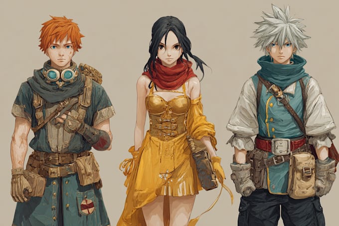 draw anime and game style characters art