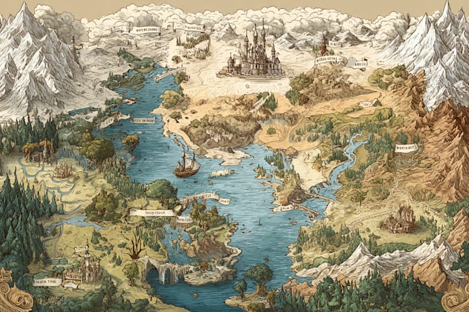 map illustration fantasy map design map maker vector map