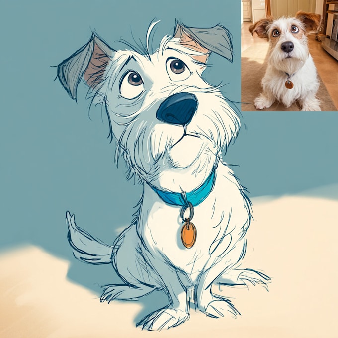 draw pet portrait into cartoon disney