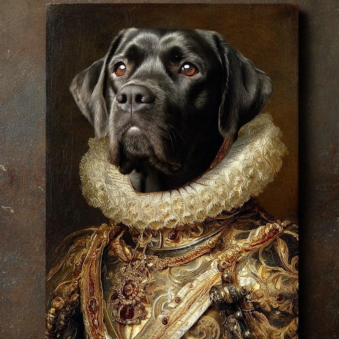 create a custom royal pet portrait in high quality