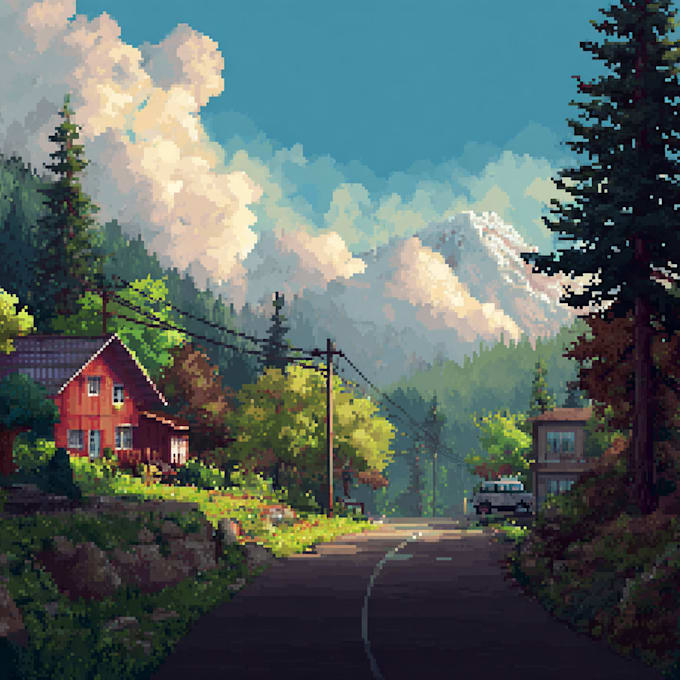 make pixel art scene or background