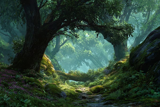 design detailed fantasy landscapes and environments