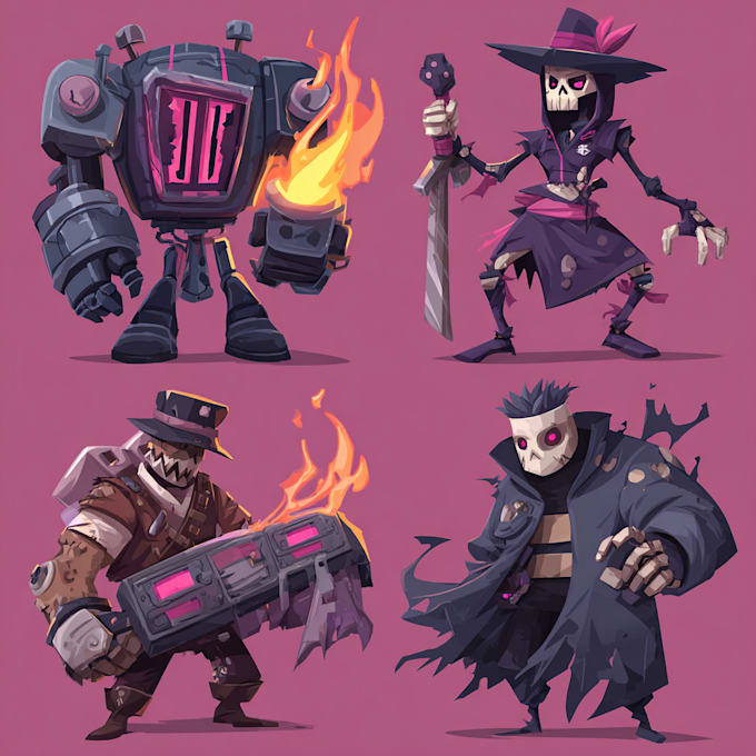 design unique 2d game characters, animations, and nfts
