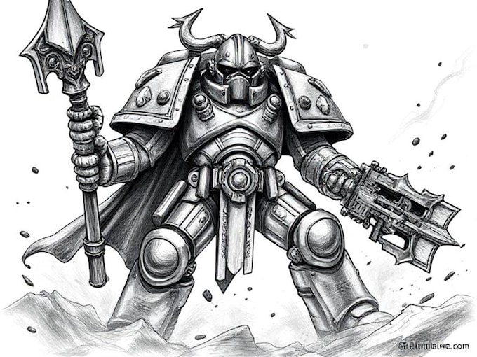 draw your warhammer 40k character as space marine or chaos