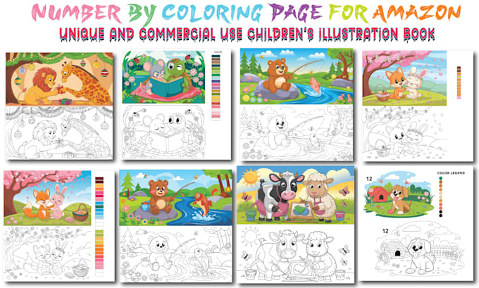 draw valentines color by number children activity coloring pages for KDP