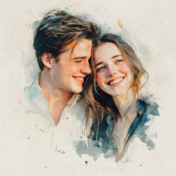 draw a watercolor couple portrait