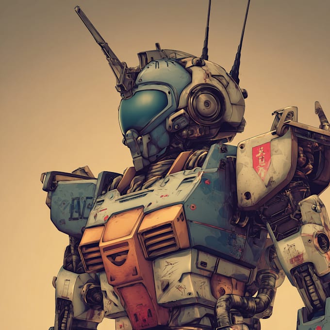 do anime style mecha robot illustrations