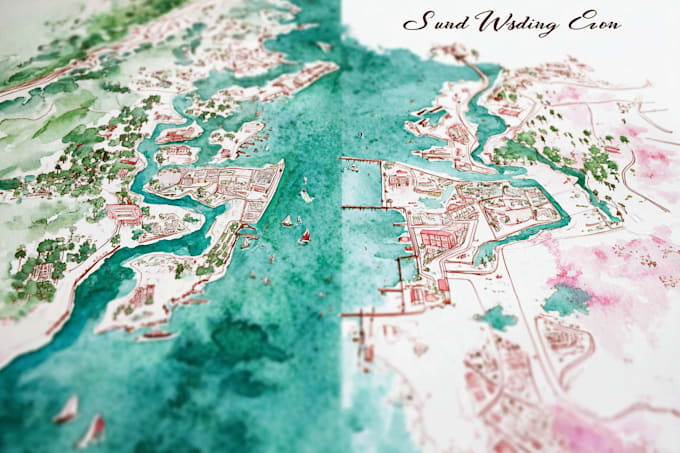 do custom watercolor wedding map