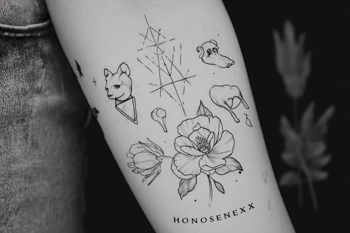 make minimalist line art tattoo with my style