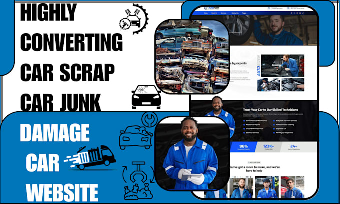 design responsive car scrap car junk car salvage car used damage junk website