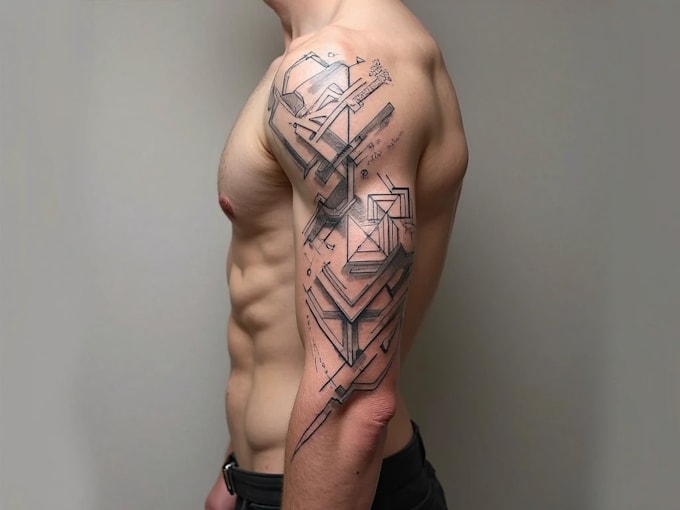 create sleeve tattoo design in geometric style