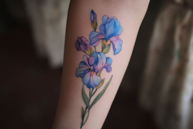 draw watercolor tattoo design