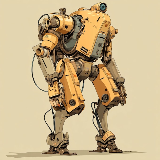 draw amazing character mecha robot illustration