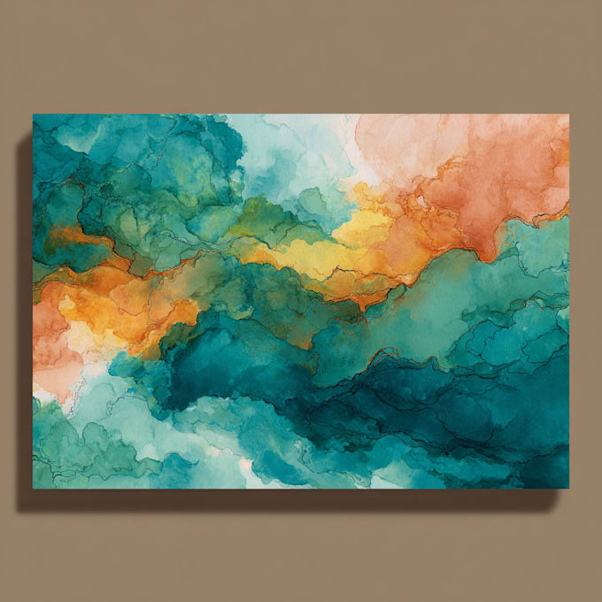 design abstract watercolor canvas wall art