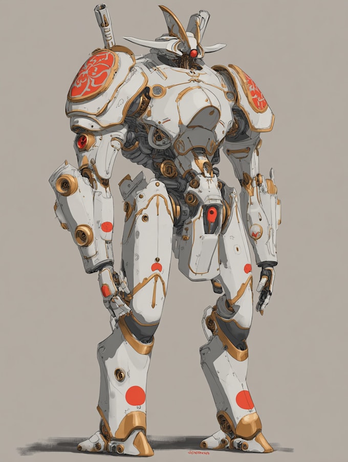 do anime style mecha robot illustrations