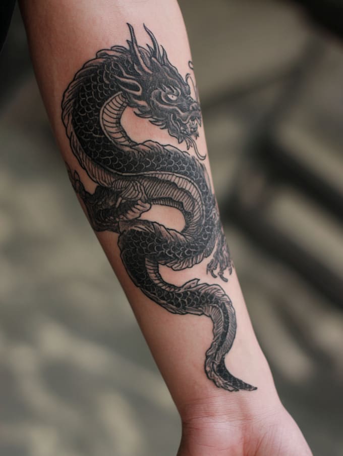 do stunning line art pet tattoo design with flowers