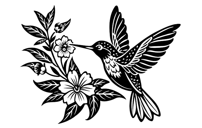 design eye catchy minimal hummingbird, flower logo with unlimited revisions
