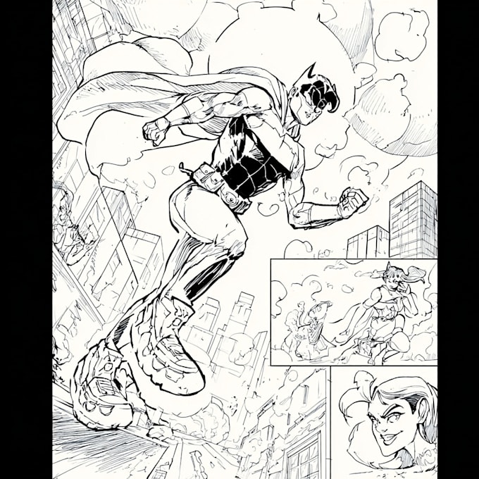 draw superhero action comic