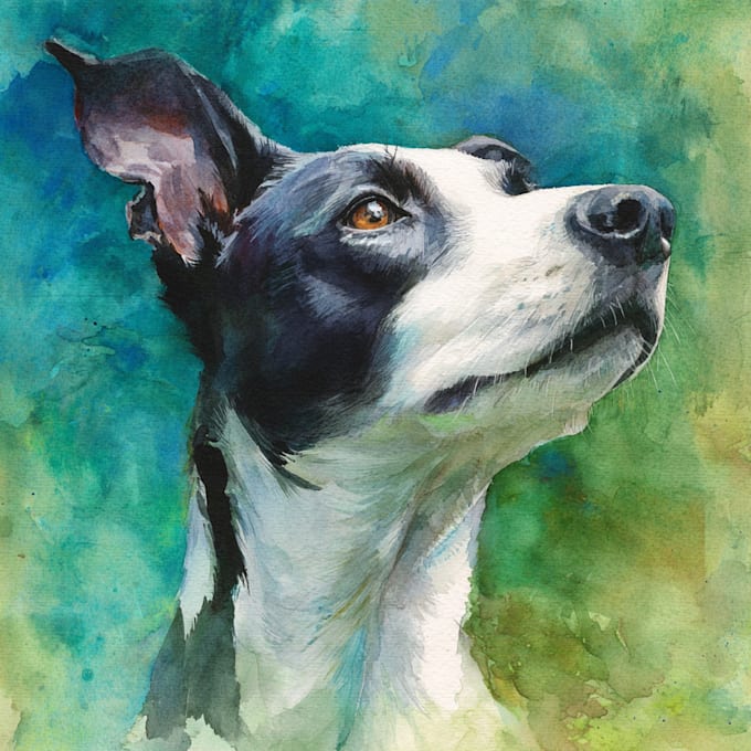 paint dog, cats, whatever pet portrait with watercolor