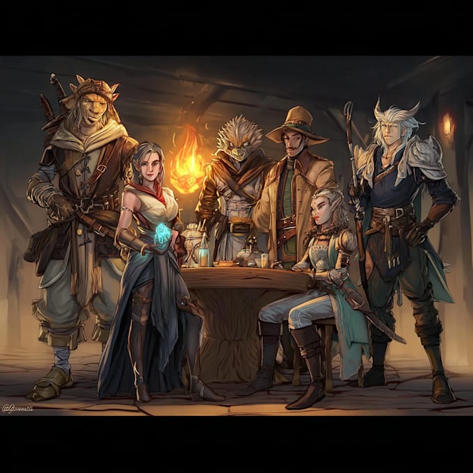 draw your dnd group party illustration