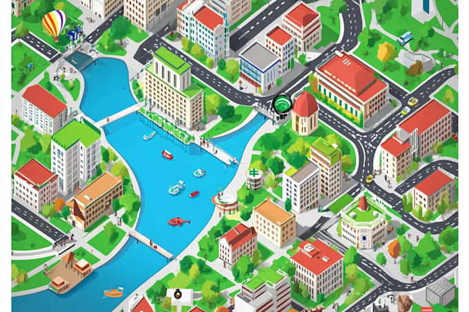 make any city map, vector map, event map, road map and travel map design