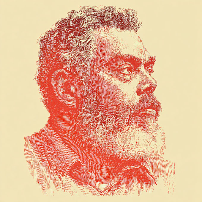 draw a custom portrait in linocut style