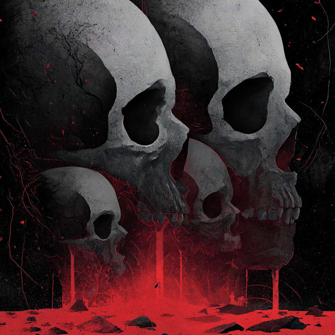 create dark art illustration, horor and skull artwork