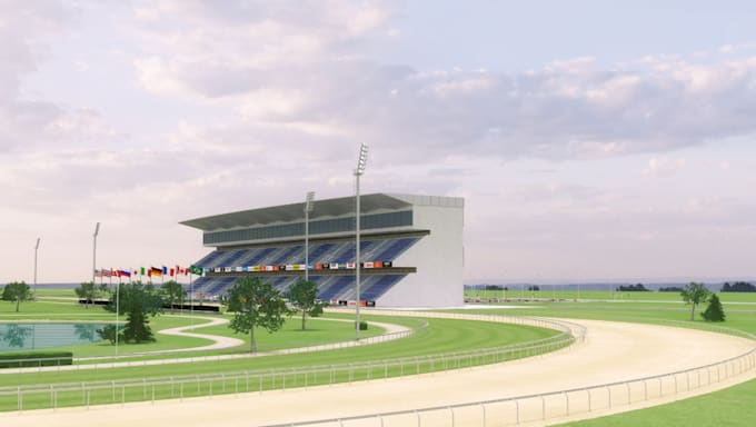 Design 3d race track, sports arena, horse racing, outdoor landscape ...