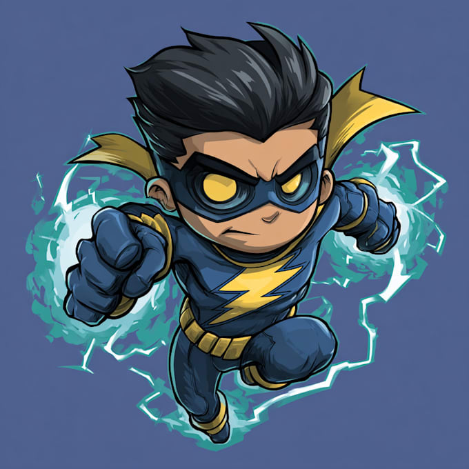 do epic superhero cartoon character or comic mascot logo