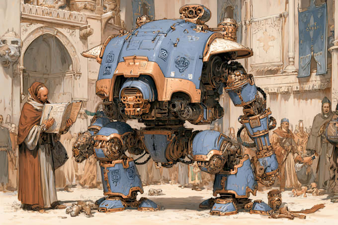 make a paint warhammer themed illustration
