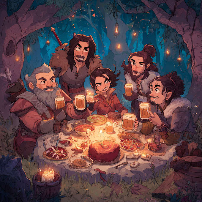 draw your dnd group party illustration