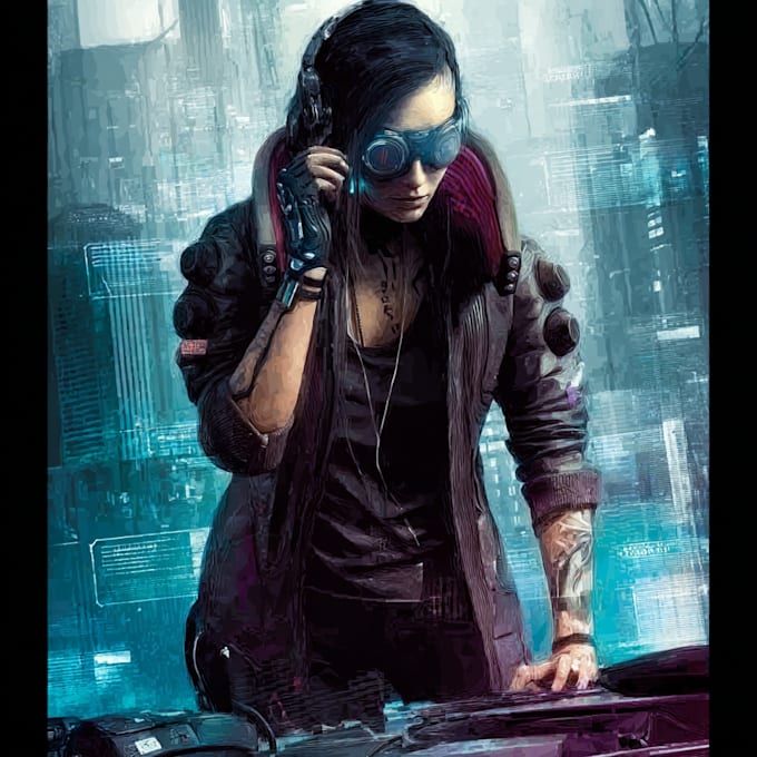 create scifi or cyberpunk character artwork
